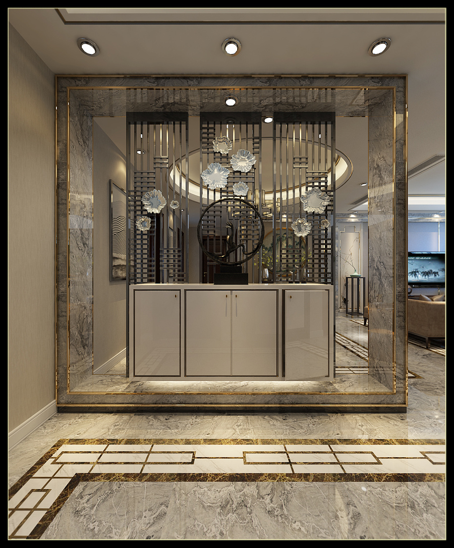 【天山國賓壹號裝修設(shè)計推薦】214平四居室時尚版新中式風(fēng)格|室內(nèi)設(shè)計|空間|北極鯊 - 原創(chuàng)設(shè)計作品 